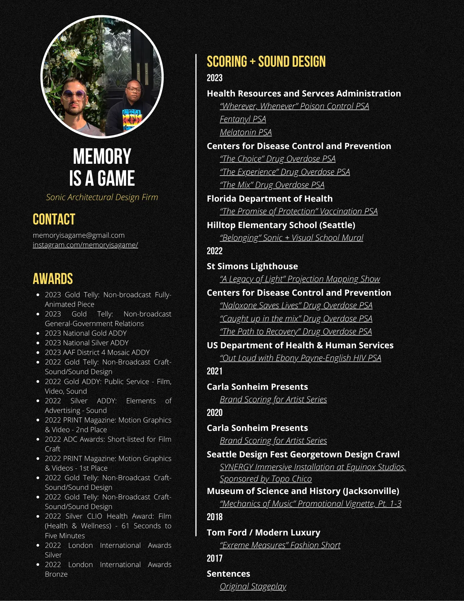 Memory is a Game — awards and accolades